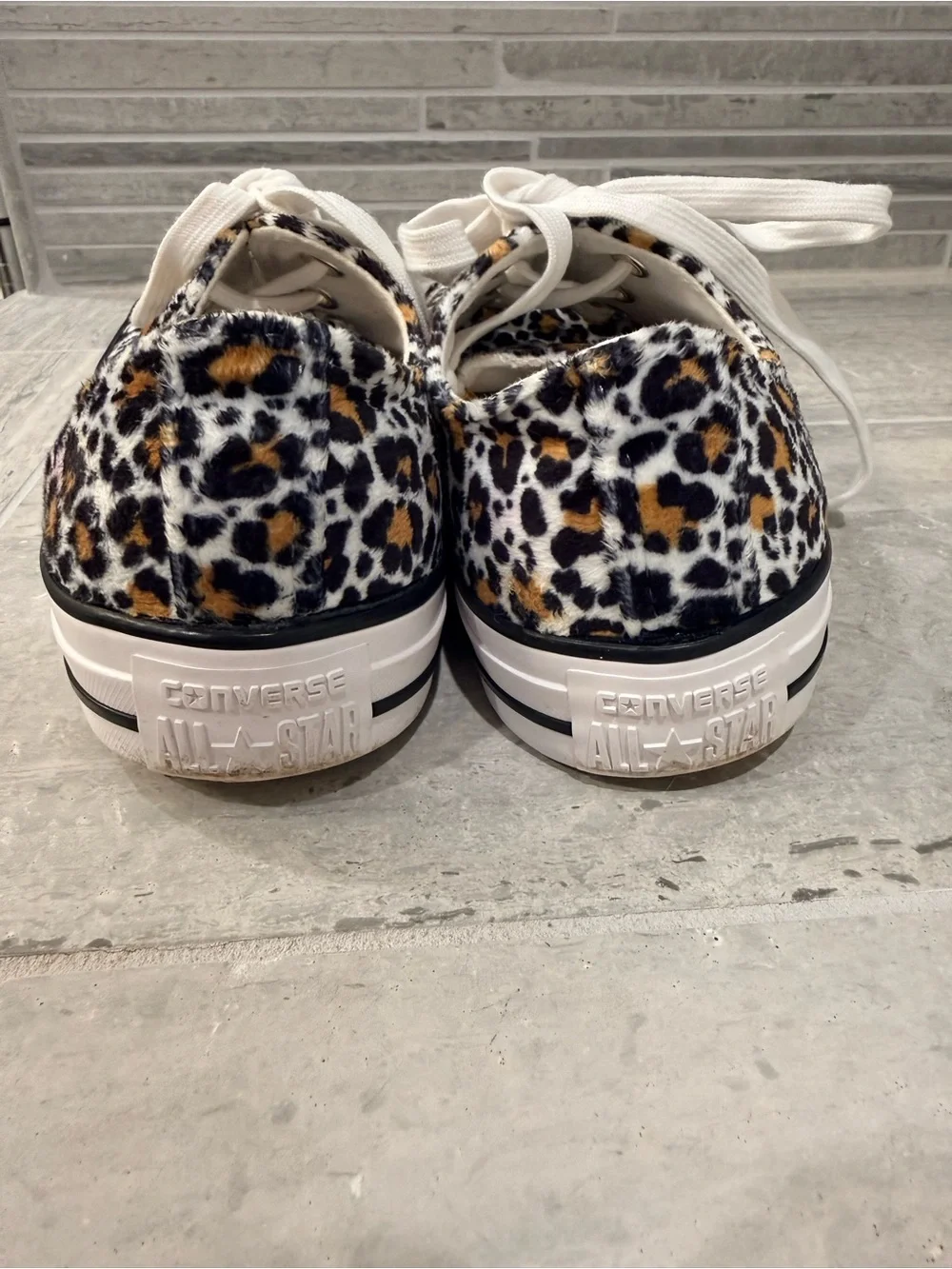 Converse Low-Top Leopard Print Sneakers - White/Black/Tan - Picture 3 of 6
